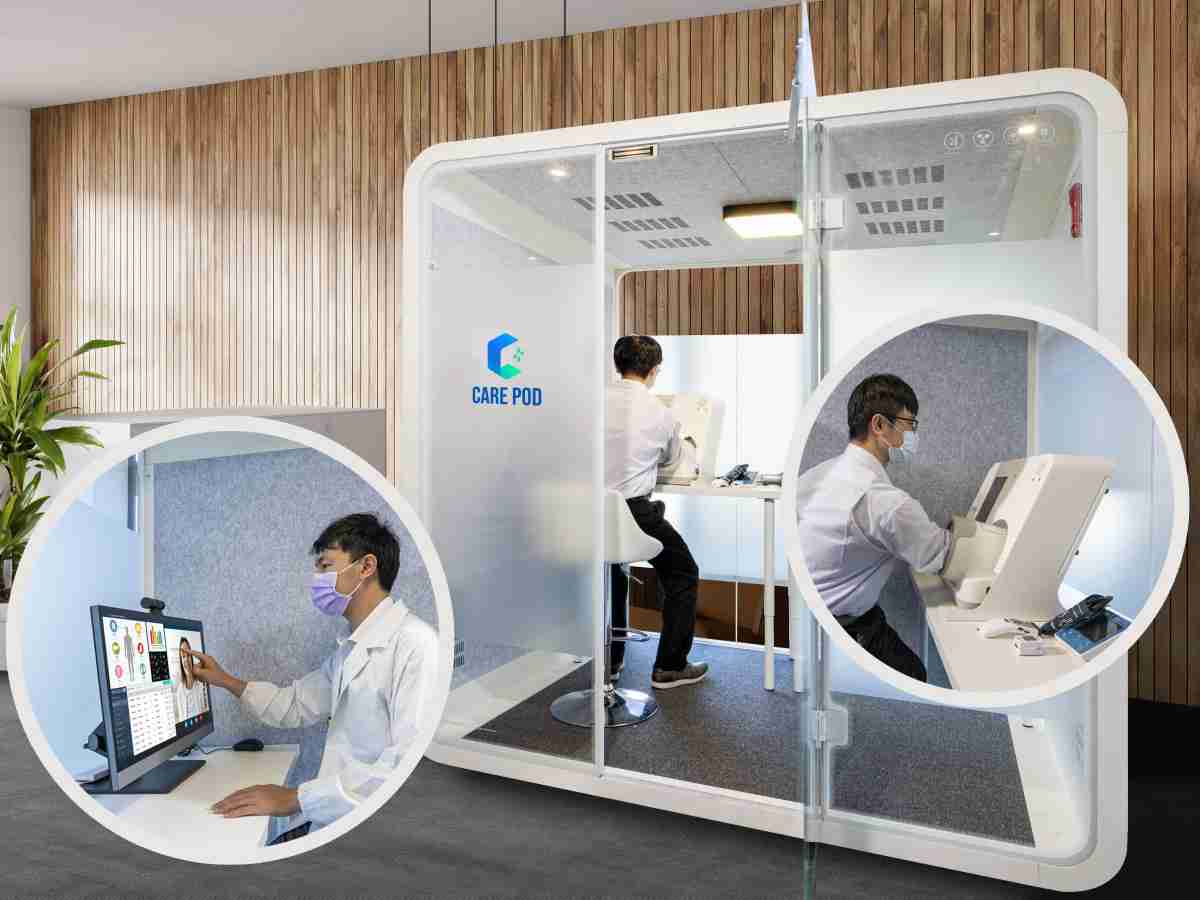 达擎于医疗科技展中展出＂远距诊疗舱＂，，，，以因应医疗数字化及社会高龄化趋势下、、、复诊及慢性病患等族群对于远距看诊需求逐渐升高所推出的创新整合方案。。。。多功能合一、、高隐私性的远距诊疗舱可根据病患端与医师端的不同需求，，提供弹性化及客制化功能，，，节省医生和病患的精力及时间